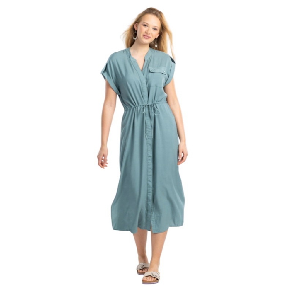 WOMEN’S COLLAR NECK BELTED HIGH SPLIT SLEEVELESS MIDI DRESS 👗